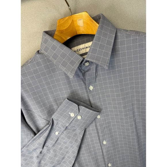 Mizzen+Main Windowpane Fitted Dress Shirt Wrinkle Resistant Men XXL Standard Fit - Picture 1 of 13